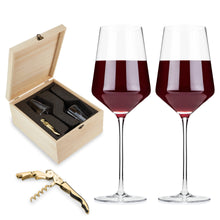 Load image into Gallery viewer, Crystal Bordeaux Glasses &amp; Gold Corkscrew Gift Box Set (Online Only)
