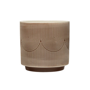 Brown & Cream Textured Stoneware Planter