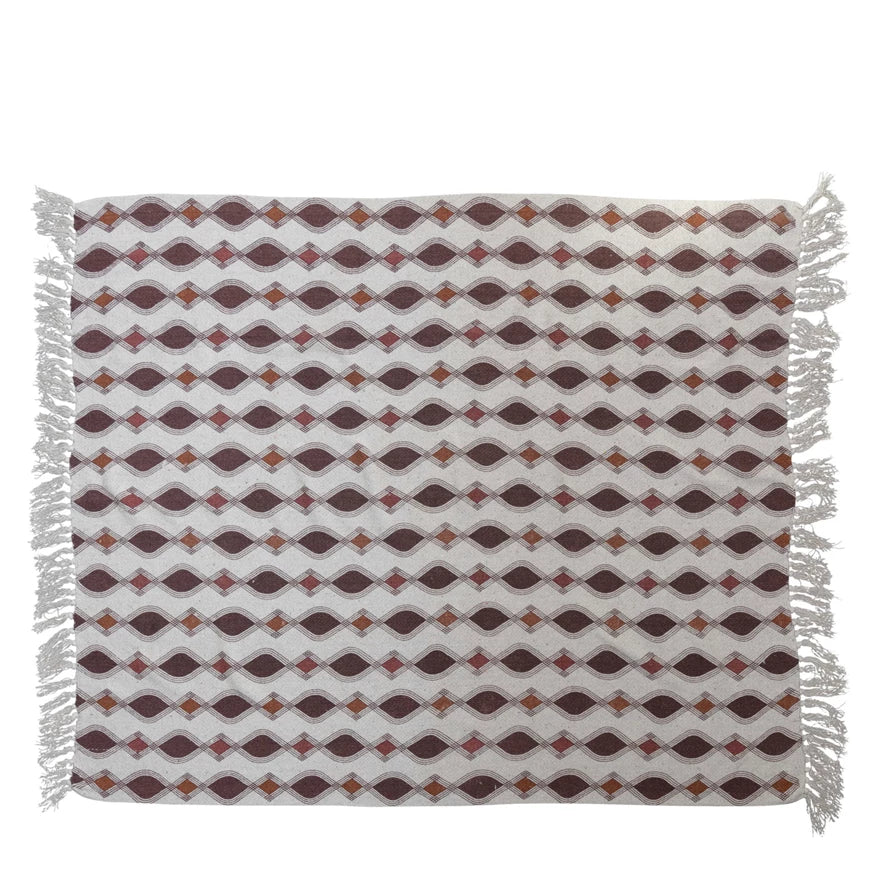 Diamond Pattern Fringe Throw Blanket