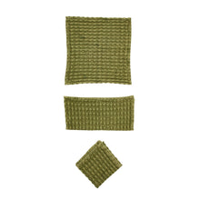 Load image into Gallery viewer, Stonewashed Cotton Waffle Weave Dish Cloths, Green, Set of 3
