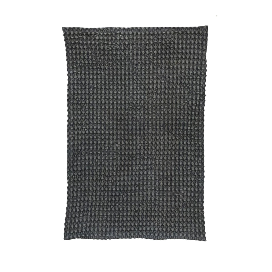 Stonewashed Cotton Waffle Weave Tea Towel Charcoal