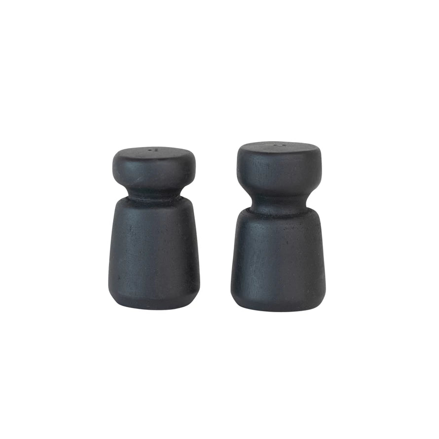 Black Mango Wood Salt & Pepper Shaker Set