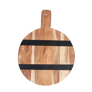 Round Wood Serving Board w/ Black Stripes