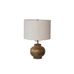 Round Mango Wood Table Lamp