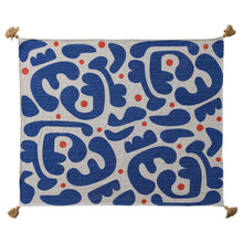 Load image into Gallery viewer, Two-Sided Blue, Red, and White Woven Recycled Cotton Blend Throw
