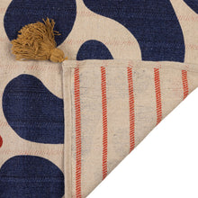 Load image into Gallery viewer, Two-Sided Blue, Red, and White Woven Recycled Cotton Blend Throw
