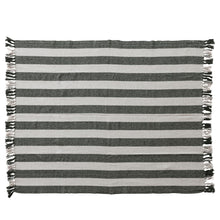 Load image into Gallery viewer, Natural &amp; Green Woven Recycled Cotton Striped Throw with Fringe
