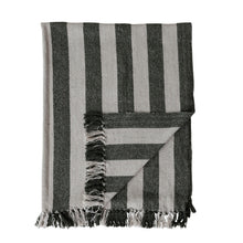 Load image into Gallery viewer, Natural &amp; Green Woven Recycled Cotton Striped Throw with Fringe
