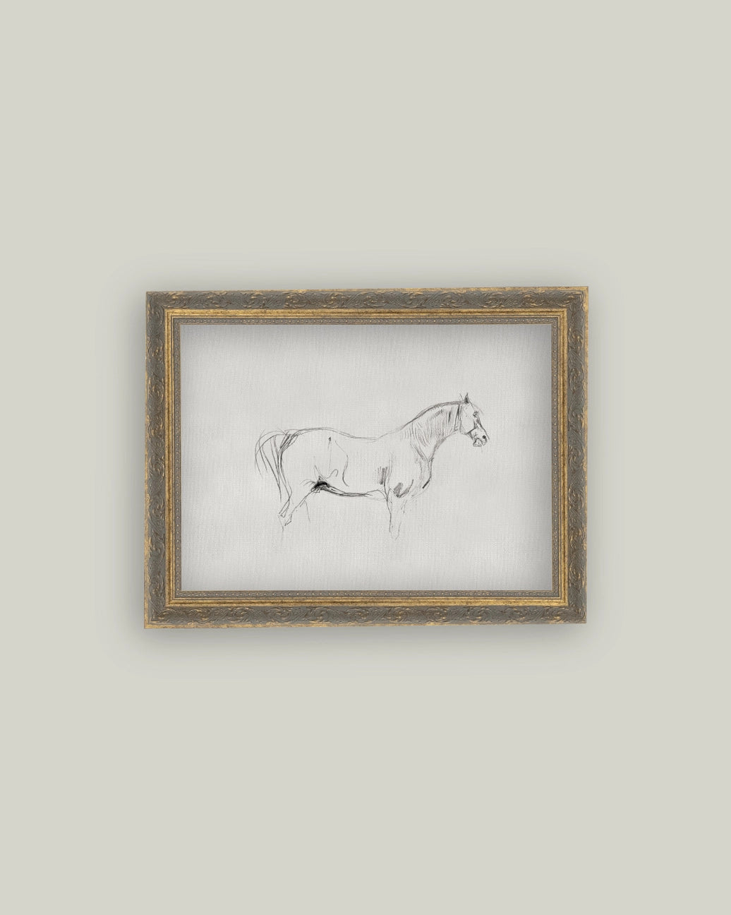 Horse Sketch 16 x 12 Framed Antique Art