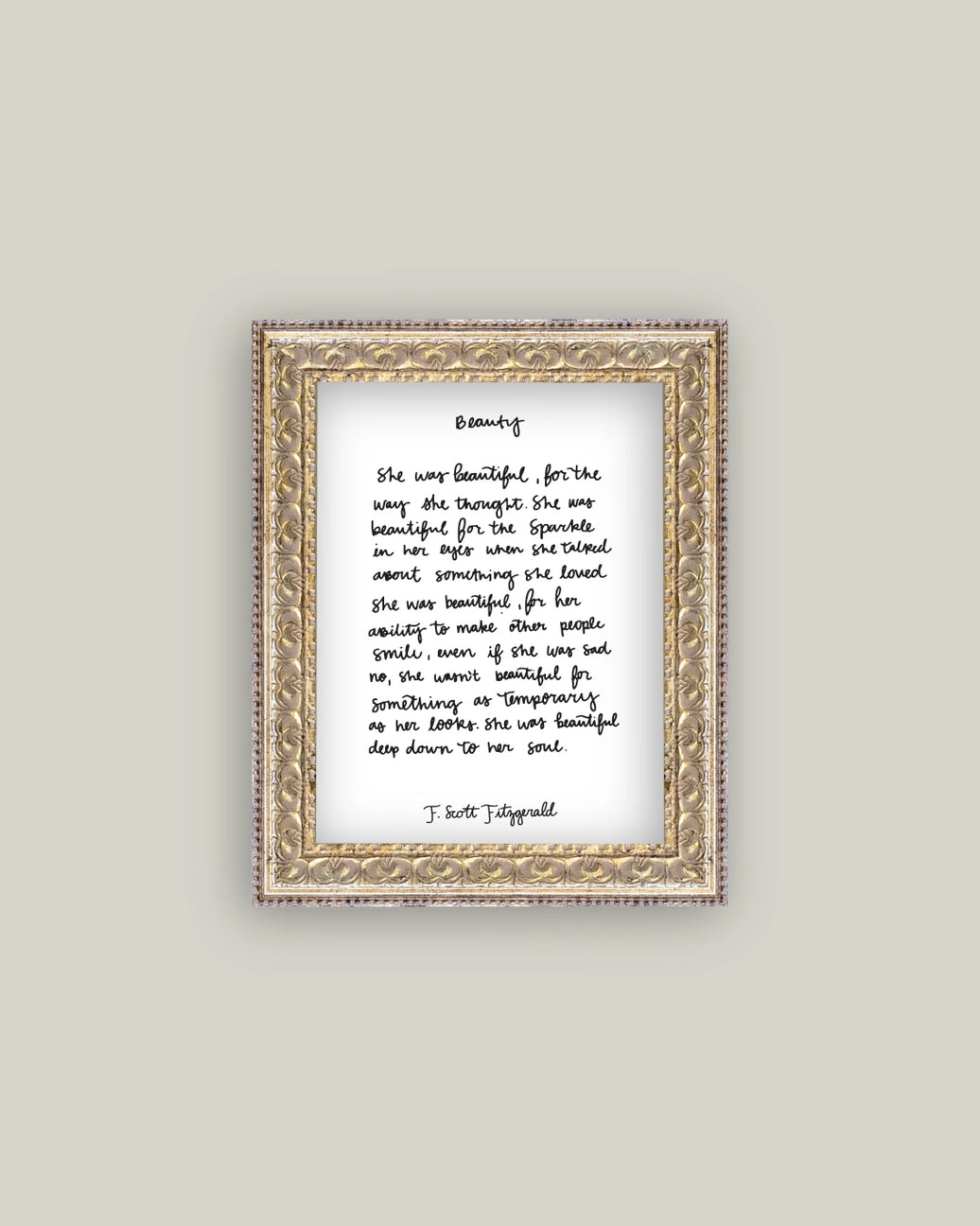 Beauty Script 8 x 10 Framed Antique Print