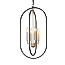 Load image into Gallery viewer, Frusena 4-Light Black and Gold Chandelier
