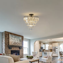 Load image into Gallery viewer, 20' Black Crystal Chandelier Ceiling Light, Modern Luxury 10-Light Flush Mount [Online Only]
