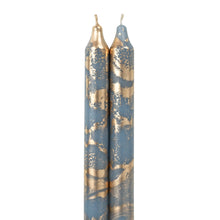Load image into Gallery viewer, 12" Decorative Taper Candles Set of 2 | Prairie Blue w/Gold
