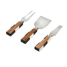 Load image into Gallery viewer, Resin &amp; Acacia Checkered Cheese Knives Set
