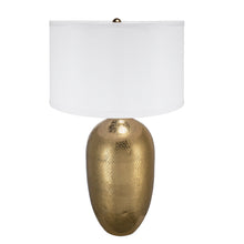 Load image into Gallery viewer, Round Aluminum Sheet Gold Table Lamp with White Fabric Shade [Online Only]
