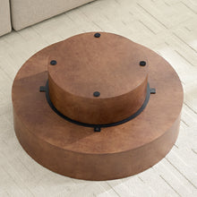 Load image into Gallery viewer, 31.49'' Faux Burl Wood Pattern Round Coffee Table with Sturdy Pedestal [Online Only]
