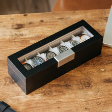 Load image into Gallery viewer, Modern Clip Watch Box Black 6 Slot
