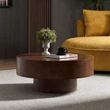 Load image into Gallery viewer, 31.49'' Faux Burl Wood Pattern Round Coffee Table with Sturdy Pedestal [Online Only]
