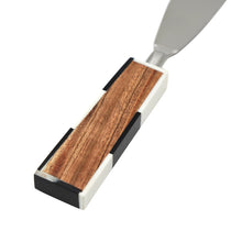 Load image into Gallery viewer, Resin &amp; Acacia Checkered Cheese Spreaders
