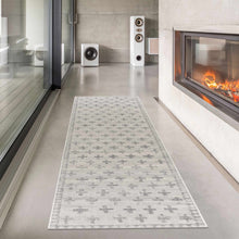 Load image into Gallery viewer, Tigris Swiss Cross Ivory &amp; Gray Area Rug [Online Only]
