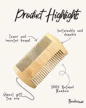 Load image into Gallery viewer, Bamboo Beard Comb | Double-Sided [Online Only]
