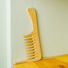 Load image into Gallery viewer, Bamboo Wide Tooth Comb with Handle | Flat Tips [Online Only]
