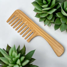 Load image into Gallery viewer, Bamboo Wide Tooth Comb with Handle | Flat Tips [Online Only]
