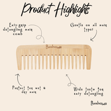 Load image into Gallery viewer, Bamboo Wide Tooth Comb | Flat Tips [Online Only]
