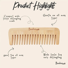 Load image into Gallery viewer, Bamboo Wide Tooth Comb | Pointed Tips [Online Only]
