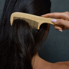 Load image into Gallery viewer, Bamboo Wide Tooth Comb with Handle | Pointed Tips [Online Only]

