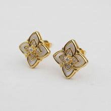 Load image into Gallery viewer, Clover Shell Zircon Stud Earrings
