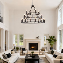 Load image into Gallery viewer, 39.37 Inch 3-Tiers Wagon Wheel Chandelier [Online Only]
