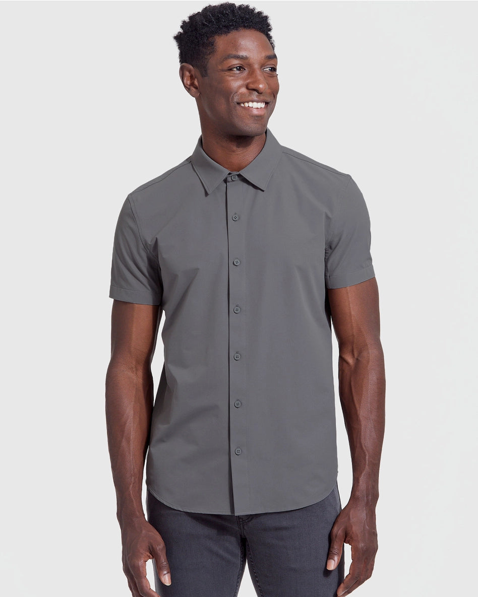 Short Sleeve Button Up Shirt Commuter Carbon