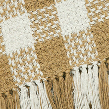 Load image into Gallery viewer, Golden Wheat Woven Check Throw Blanket with Fringe 50x60
