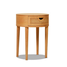 Load image into Gallery viewer, Cabana Round Cane Storage Side Table - Natural Brown Oak [Online Only]
