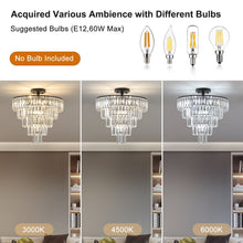 Load image into Gallery viewer, 20' Black Crystal Chandelier Ceiling Light, Modern Luxury 10-Light Flush Mount [Online Only]
