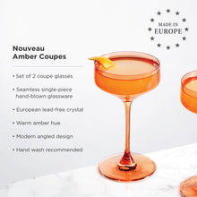 Load image into Gallery viewer, Reserve Nouveau Crystal Coupe Glasses in Amber Set of 2 (Online Only)
