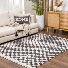Load image into Gallery viewer, Kieu Black &amp; White Checkered Shag Rug [Online Only]
