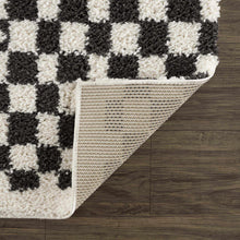 Load image into Gallery viewer, Kieu Black &amp; White Checkered Shag Rug [Online Only]
