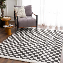 Load image into Gallery viewer, Kieu Black &amp; White Checkered Shag Rug [Online Only]
