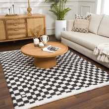 Load image into Gallery viewer, Kieu Black &amp; White Checkered Shag Rug [Online Only]
