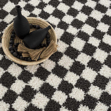 Load image into Gallery viewer, Kieu Black &amp; White Checkered Shag Rug [Online Only]
