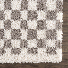 Load image into Gallery viewer, Kieu Taupe Checkered Plush Rug [Online Only]
