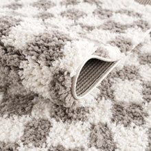 Load image into Gallery viewer, Kieu Taupe Checkered Plush Rug [Online Only]
