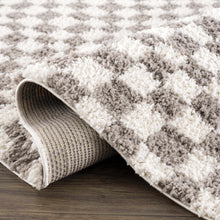Load image into Gallery viewer, Kieu Taupe Checkered Plush Rug [Online Only]
