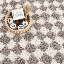 Load image into Gallery viewer, Kieu Taupe Checkered Plush Rug [Online Only]
