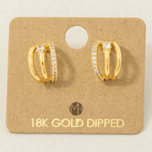 Load image into Gallery viewer, Pave Layered Hoop Huggie Earrings (2 Colors)
