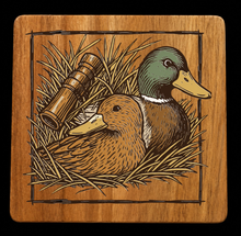 Load image into Gallery viewer, Acacia Wood Coasters Duck Fishing Hunting
