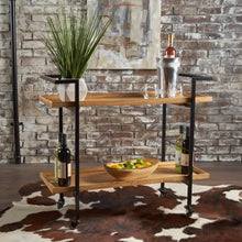 Load image into Gallery viewer, Modern Industrial Bar Cart With Shelving and Casters [Online Only]
