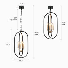 Load image into Gallery viewer, Frusena 4-Light Black and Gold Chandelier
